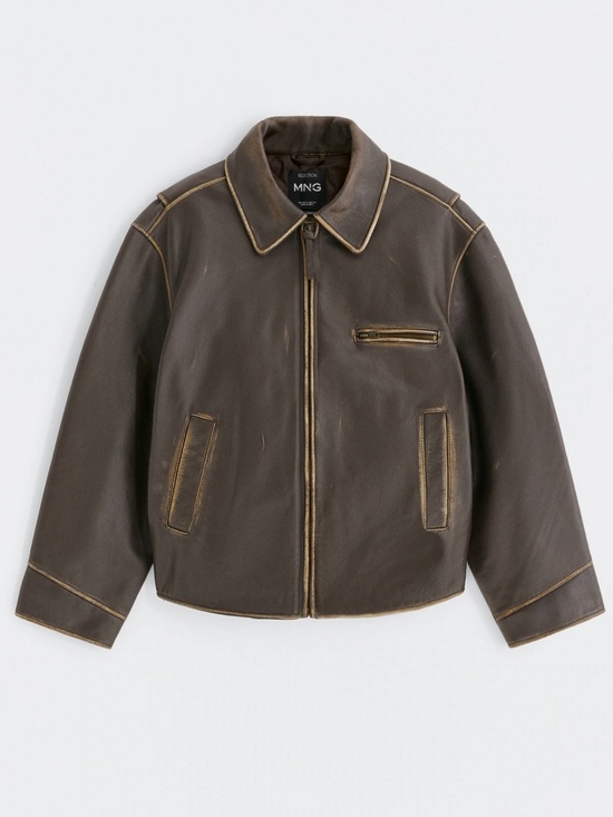 Mango Jackets & Blazers - Mango Oversized Worn Effect Leather Jacket Allsaints Zara